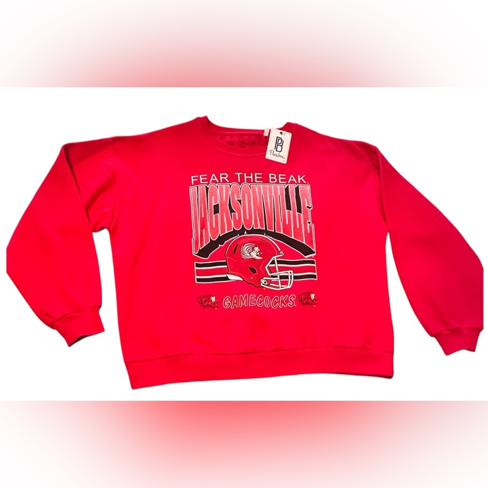 Jacksonville State University Fear The Beak Crew Neck Sweatshirt Red Md NWT